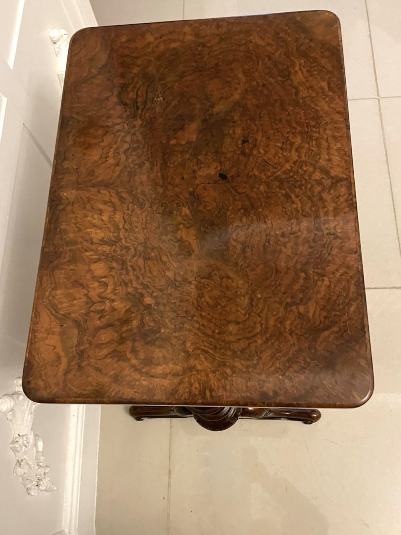 Antique Victorian Quality Burr Walnut Freestanding Sewing/Lamp Table - Image 12